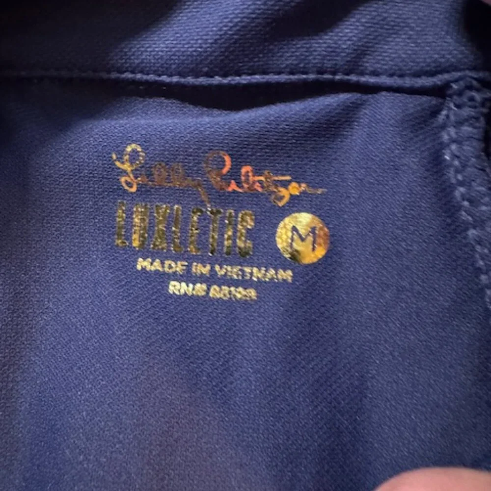 Lilly Pulitzer NWT Luxletic Martina Polo Top | UPF 50+ Navy Golf Ruffle Tank M - Picture 9 of 9